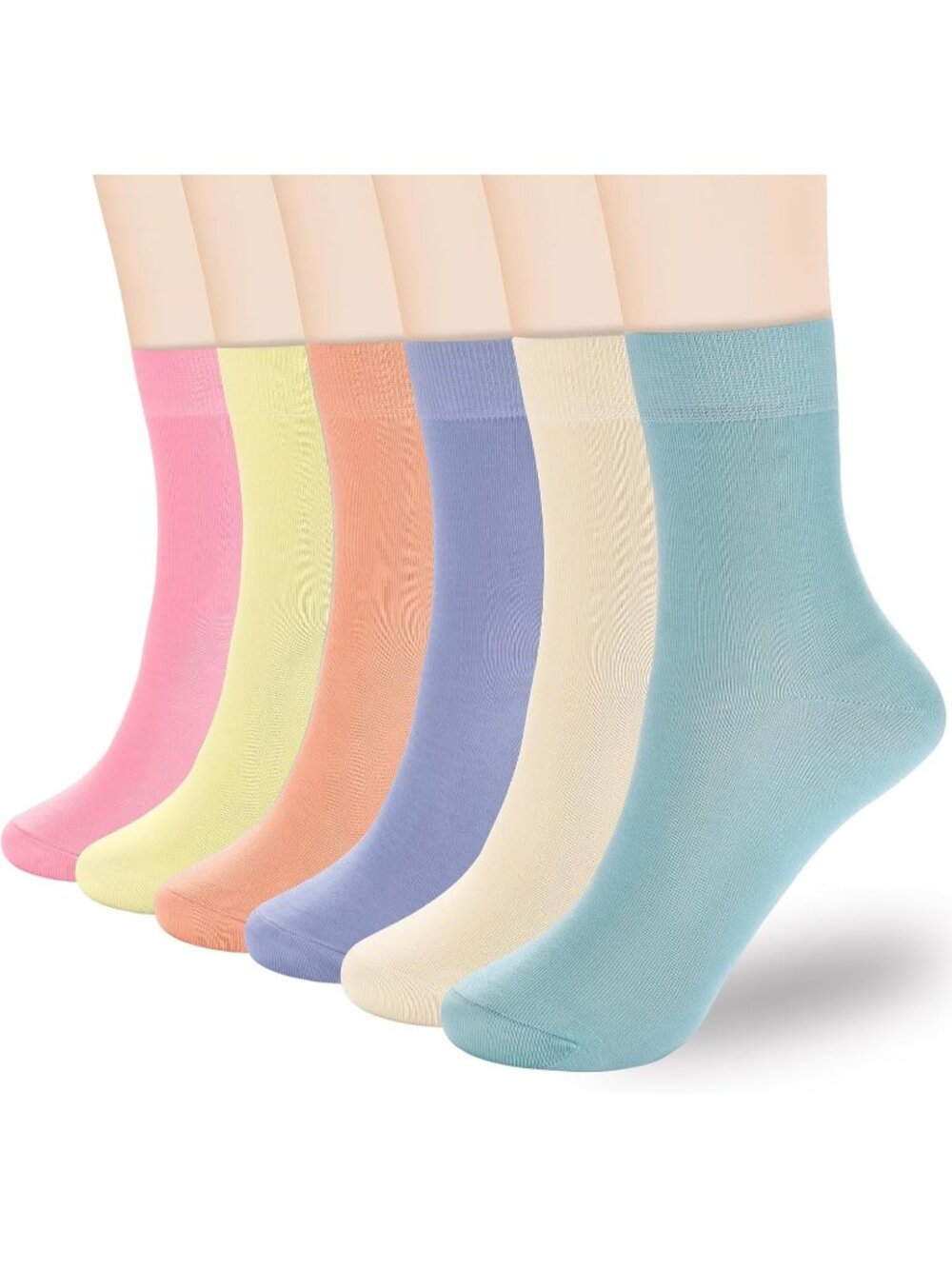 🧦Women's Light Blue Pink 6 Pairs Thin Above Ankle Socks Cotton Crew Socks